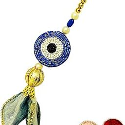 Buyent ® elegant pearl evil eye lumba rakhi for bhabhi raksha bandhan traditional chuda rakhi set with roli chawal-image-81