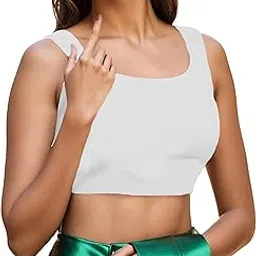 the blazze Women's Lycra Trendy Sleeveless Square Neck Basic Solid Latest Black Crop Top for Women L589 Product Code (Size, Colour)-picture-3