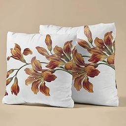 LUSHLYF Multicolor Amber Lilies Velvet Canvas Cotton Home Decor Sofa Bed Pillow Cushion Cover 16 inch x 16 inch - Set of 2-picture-31