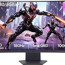 LG 27GS60QC-B Ultragear Curved Gaming Monitor, 27-Inch QHD (2560x1440), 180Hz 1ms 1000R AMD FreeSync HDR10, HDMI x 2 DisplayPort Borderless Design, Black Stabilizer DAS Crosshair FPS Counter - Black-image-25
