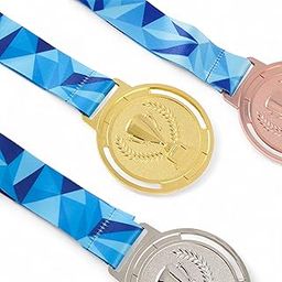 Artright Sport Medals- Set of 3, Professional Gold, Silver, Bronze Medals with Color Tag & Ribbon, 1st, 2nd, 3rd Winner Medals (6.5cm Diameter, 43gm)-image-3