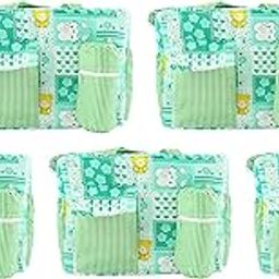 Ole Baby Multi-Functional Cotton Smart Organizer Mother Diaper Bag (Blue) Pack of 5-image-76
