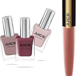JUICE Quick-dry, Long Lasting, Chip Resistant, Gel Finish, High Gloss, F&D APPROVED COLORS & PIGMENTS Nail Kit, 4 in 1 Combo 27 & LIPSTICK M70-11