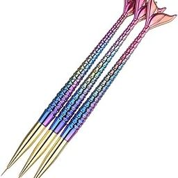 Bolt bee Nail Brush Design-White Stripes Fishtail Style Gradient Pen Design Drawing Tip-12