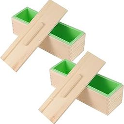 Undy Soap Mold for Soap Making with Wooden Box and Lids Multipurpose Rectangle Silicone Loaf Mould Cake Soap (Pack of 2 Wooden Box + Loaf + Lid)-5