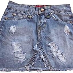 Distressed Denim Mini Skirt, Button Pockets, Frayed Hem, Size 25, Light Blue-image-95