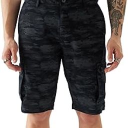 Navy Camo Men Regular Fit Cotton Cargo Shorts-picture-31