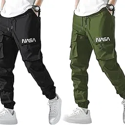 gibbonte Men’s Casual Pants | Lycra Blend Self-Design Cargos | Mid-Rise Regular Fit with Drawstring | Smart Bottoms (Pack of 2)-picture-21