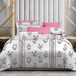 MONISTIC Home 210TC Fade Resistant Premium Cotton Duvet/Quilt/Comforter/Blanket/Rajai Cover for Single and Double Bed (Pink, Single Bed)-image-77