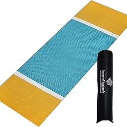 House of Handmade - Cotton Yoga mat for Women, Men, Kids Exercise mat for home Workout 8mm Thick Anti-Slip Large Professional Exercise mat for Yoga, Pilates 2x6 feet Blue-Yellow-image-90
