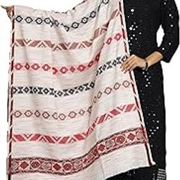 Ravaiyaa - Attitude is everything Jamawar Striped Kashmiri Wool Shawl, Soft and Warm Winter Wrap, Faux Pashmina for Women's (White)-picture-46