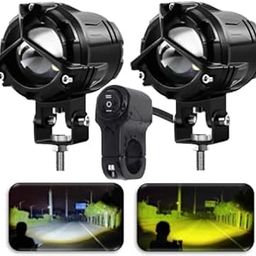 ELTRON TURBO Waterproof Y Shape Mercedes Style Laser Beam Mini Driving LED Fog Light Universal For All Motorcycle, Bike, Cars Projector Light 2 Color White & Yellow Spot Beam (Pack Of 2, 12V Dc 40W)-18