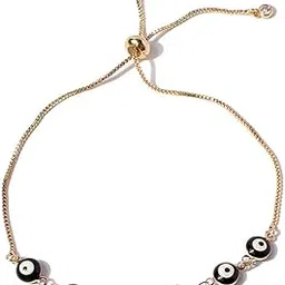 young & forever Gift Eye-Catchy 18k Gold Filled Stainless Steel Black Evil Eye Gold Plated Kabbalah Bracelet for Women and Girls-picture-6