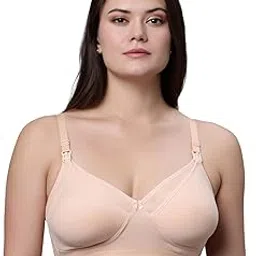 kavya Solid Color Maternity/Nursing Full Coverage Non Padded Bra Beige-picture-11