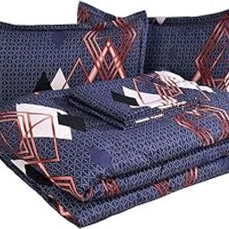 BSB HOME® 350 TC Microfiber Glace Cotton AC Bedding Set with Comforter and Pillow Covers for Double Bed 4 Peice Set 1 Flat Bedsheets 1 Comforter 2 Pillow Covers (Bed Set, Grey and White)-1