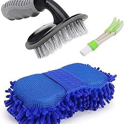 CARIZO® Combo Pack of 3-1 Car Tyre/Tire/Wheel Rim Cleaning Brush, 1 Car AC Vent Cleaner and 1 Big Size Car Cleaning Sponge-picture-21