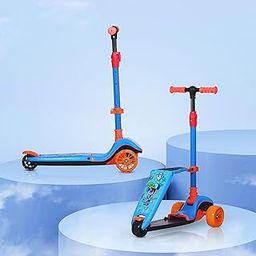 SPACE BABY Kids Kick Scooter, Led Wheels, Foldable Seat, Adjustable Height, Weight Capacity Upto 70 KG (Blue)-image-54