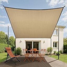 HIPPO 180 GSM Shade Sail with PP Band Sun Shade UV Block for Canopy Cover, Outdoor Patio, Garden, Pergola, Balcony Tent (10FTX10FT, Sand Dune)-image-57