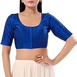 Women's Georgette Padded Self Design Half Sleeve Readymade Saree Blouse (X-1206.ELB)-image-37