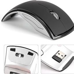 Qiilu Mouse Wireless Mouse Zd 01 2.4G Wireless Foldable Ergonomic Arc Mouse Mice Black with USB Receiver for Notebook-image-27