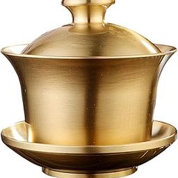 ATORSE Tea Cup and Saucer Brass Portable Traditional for Restaurants Office Kitchen Soild-image-74