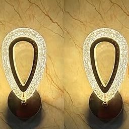 GreyWings Drop Golden Modern Wall Light, 3 Color LED Wall Lamp, Design for Bedroom, Hall, Gold Electroplated Finish, Pack of 2-image-16