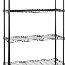 AmazonBasics 4-Shelf Shelving Alloy Steel Storage Unit on 3'' Wheel Casters, Metal Organizer Wire Rack (Black, 36L x 14W x 57.75H)-image-64