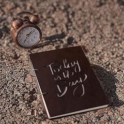 ZICOTO Handmade Wooden Writing Journal vintage Notebook,Classic Key Bound Sketchbook | Unlined Travel Journals for Girls Boys Notepad Guest Book | Today Is The Day |50 Pages-image-53