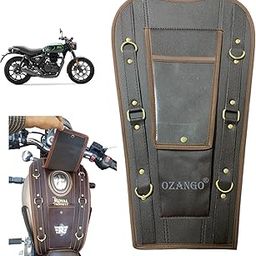 OZANGO Motorcycle Petrol Tank Cover Brown & Brown Lining with Strap Tank Bag Compatible with RE Hunter 350-26