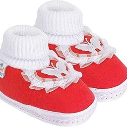 Baby Boys & Girls Frill Butterfly Red Booties for 0 to 12 Months Infants-image-7