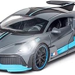 PRIME DEALS 1:32 Bugatti Divo Exclusive Alloy Metal Pull Back Die-cast Car Diecast Metal Pullback Toy car with Openable Doors Hood & Light, Music Decorative Mini Vehicles Gifts for Kids (Grey)-image-80