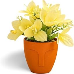 Decor Dost 8 inch Artificial Yellow Flowers in Designer Pot - Home, Office & Gift Decor Piece-image-79