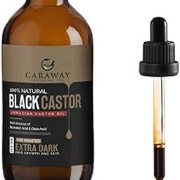Caraway Jamaican Black Castor Oil for Hair Growth, Eyelash & Eyebrow Care | Cold-Pressed, Pure & Organic | Scalp Massage & Skin Moisturizing | Face & Skin Care | 118ml / 4oz-32