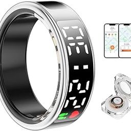 Yoidesu Smart Ring with LED Display Screen, Health Tracker Fitness Ring with APP, Compatible with iOS Android, IP68 Water Proof, Multiple Sports Modes, Heart Rate Sleep Tracker Pedometer, #12-7