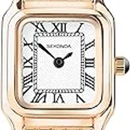 Monica Ladies 20mm Quartz Watch in White with Roman Numerals, Analogue Display and Alloy Strap-image-1