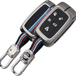 SHOPOFLUX Metal Key Cover Compatible for Jaguar & Range Rover Evoque Velar Discovery LR4 Land Rover Sport XF XJ XE F-PACE F-Type 5 Button Smart Key - Black-image-95