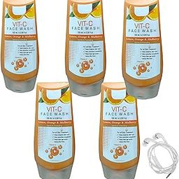 SCOT BEAUTY face wash vit c lemon orange and mulberry extract gentle face wash for all skin treatment 100g pack of 5 free earphone-image-98