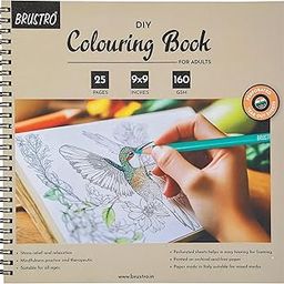 BRUSTRO DIY Colouring Book for Adults | 9x9 inches, 160 GSM, 25 Perforated Sheets | Ideal for Fineliners, Colour Pencils, Brush Pens, Markers.-15