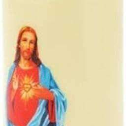 MYADDICTION 2xElectronic Candle Flameless Pillar Light Decoration Sacred Man with Heart-23