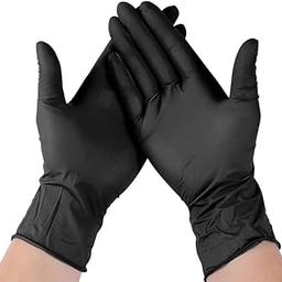 Powder Free Nitrile Hand Gloves Food Grade,Non Tearable,Ce&Fda Approved(Box Of 50 Pair),Made In Malaysia(Large)Black, Pack Of 1-18