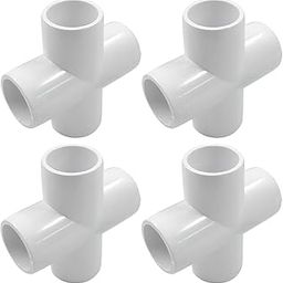 Urja Enterprise 4 Pcs 1/2" Cross Elbow PVC Pipe Fitting, 4 Way Furniture Grade Pipe Connector PVC Elbow Fitting Pipe Corner Connector for DIY Shelf Garden Support Structure (Cross 1/2 Inch)-image-65