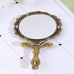 Avon Wellness Portable Folding Makeup Hand Mirror, Framed Metal Vanity Vintage Mirror with Handle for Desk Table Camping & Traveling (Set of 1)-10