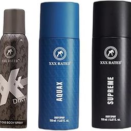 XXX Rated Aqua X, Supreme & Dirty No Gas Body Spray Combo | Refreshing, Premium & Intense Fragrance | 150+150+120 Ml-image-91