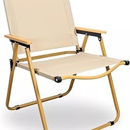 Garden Art Folding Portable Metal Camping Chair with Wooden Armset GAFCB1491-5 | HIgh Back Reclining Outdoor Chair for Camping,Fishing, Picnic | Light Weight Easy to Fold and Carry (Khaki, Large)-20