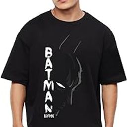 Half Sleeve Oversized Tshirt for Men, Round Neck Cottonblend Drop Shoulder Printed T-Shirt (Black Color)-image-31