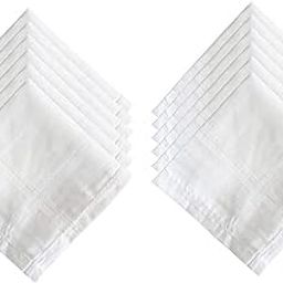 100% Cotton Premium Collection Handkerchiefs Hanky For Men-White Striped White 12 Pcs - Large Size-image-33