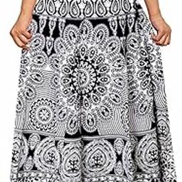 Women's Cotton Jaipuri Sanganeri Print Fashion Skirt - Wrap Around Maxi, Mandala Hand Block Rajasthani Long Colored (Free Size)-image-7