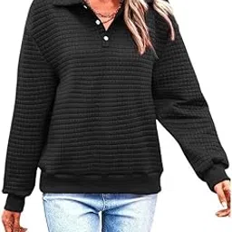 fizzoqi Womens Lapel Button Sweater Long Sleeve Loose Fit Pullover with Collar-picture-21