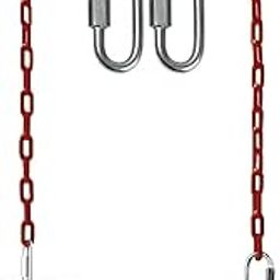 REZNOR Flexible Swing Seat Set for Kids/Adults Outdoor Park Garden Tree Backyard with 60” Plastic Coated Chain, Weight Support Upto 150kg, Red-image-98