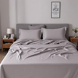 Knight Kavalier 400TC 100% Egyptian Cotton King Size Fitted Bedsheet (72 x 78 inch) | All-Round Elastic | Fits Upto 12" Mattress | Soft & Durable | With 2 Pillow Covers | Light Grey Solid Bedsheet Set-image-41